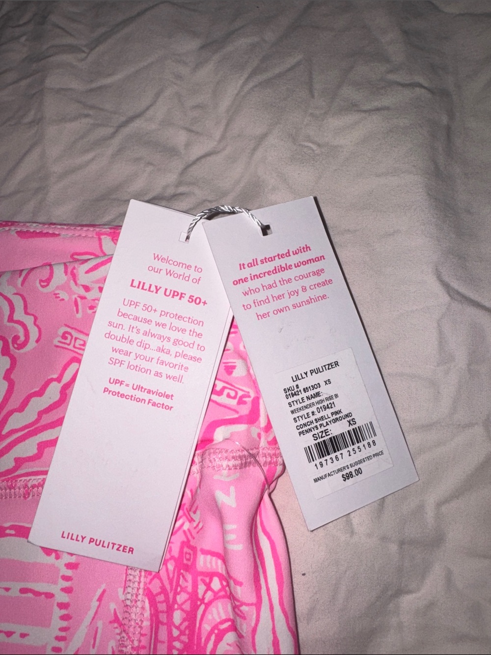 Lilly Pulitzer Neon Pink Tropical Print Luxletic Bicycle Shorts - Picture 6 of 8